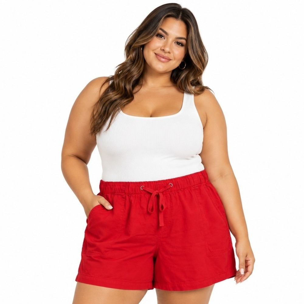 Kut from the Kloth Katana Linen Blend Shorts Red 3X NWT